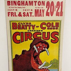 1960s Clyde Beatty Cole Brothers Circus Poster 14x22 Big Otto Hippopotamus